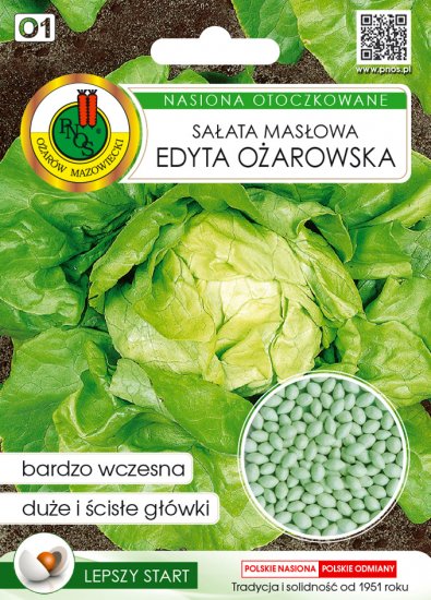 Sałata Edyta Ożarowska masłowa nasiona otoczkowane 100n PNOS - Kliknij na obrazek aby go zamknąć